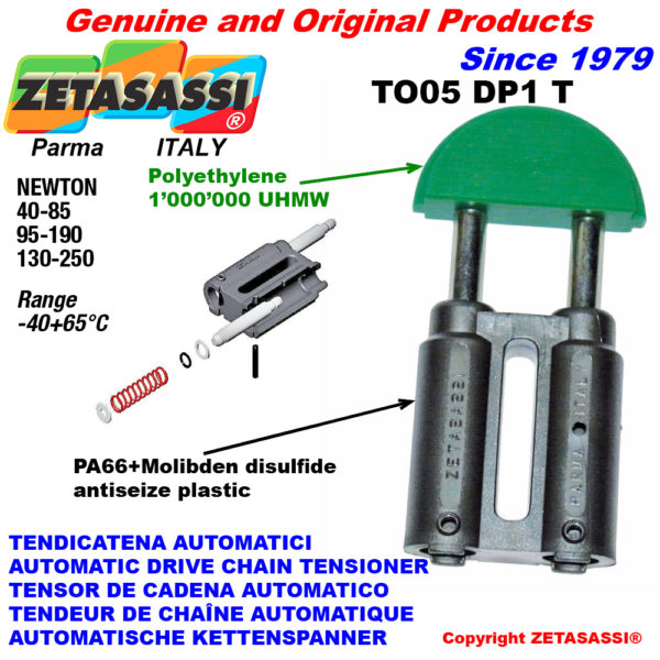 Kettenspanner to05dp1 rundkopf  (körper pa66+bis. Mol. Polyethylen kopf) newton40:85-95:190-130:250 ZETASASSI to05dp1tasa40d