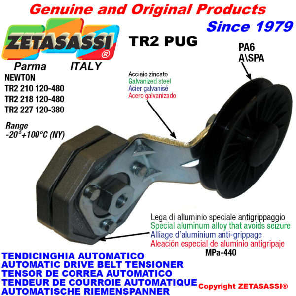 Automatische spannarm für riemen tr2pug mit keilriemenscheibe newton120:480 ZETASASSI tr2218pug4