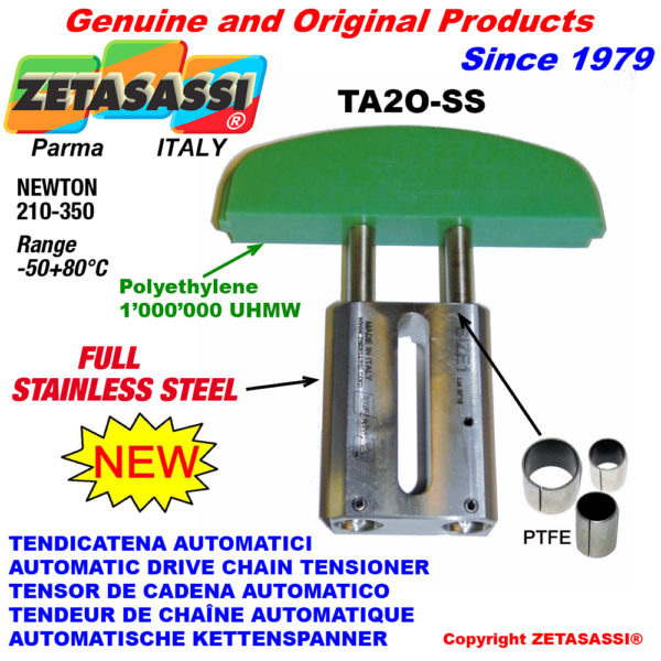 Komplett aus edelstahl automatische linear kettenspanner ta2-ss ovalkopf gewölbt newton210:350 ZETASASSI ta2oasa60s-ss