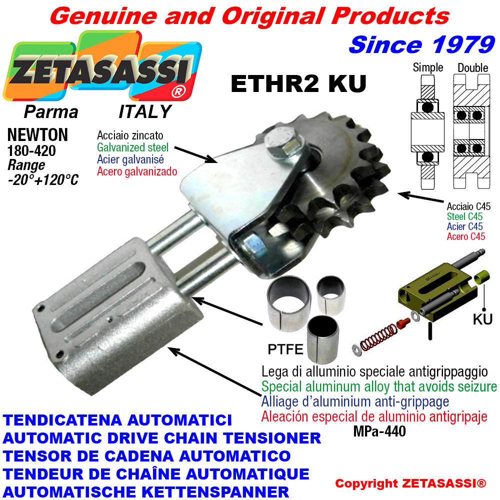 Automatische linear kettenspanner ethr2 ku mit gabel und kettenräder - kettenradsätze ac (ptfe buchsen) newton180:420 ZETASASSI ethr258sku Automatische linear kettenspanner ethr2 ku mit gabel und kettenräder - kettenradsätze ac (ptfe buchsen) newton180:420 ZETASASSI ethr234dku