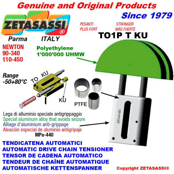 Automatische linear kettenspanner to1-p stärker ku rundkopf (ptfe buchsen) newton90:340-110:450 ZETASASSI to1pt112tku