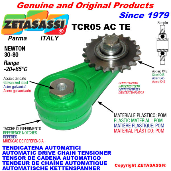 Automatische dreh kettenspanner tcr05acte mit verhärteter kettenräder - kettenradsätze acte newton30:80 ZETASASSI tcr05ac12ste