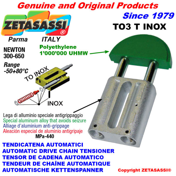 Automatische linear kettenspanner to3inox rundkopf newton250:450 ZETASASSI to3tasa120dinox