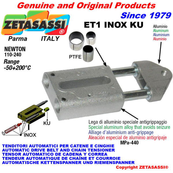 Automatische linear spanner et1 inox ku mit gewindekopf (ptfe buchsen) newton110:240 ZETASASSI et1m16inoxku