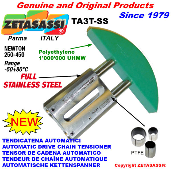 Komplett aus edelstahl automatische linear kettenspanner ta3-ss rundkopf gewölbt newton250:450 ZETASASSI ta3tasa120d-ss