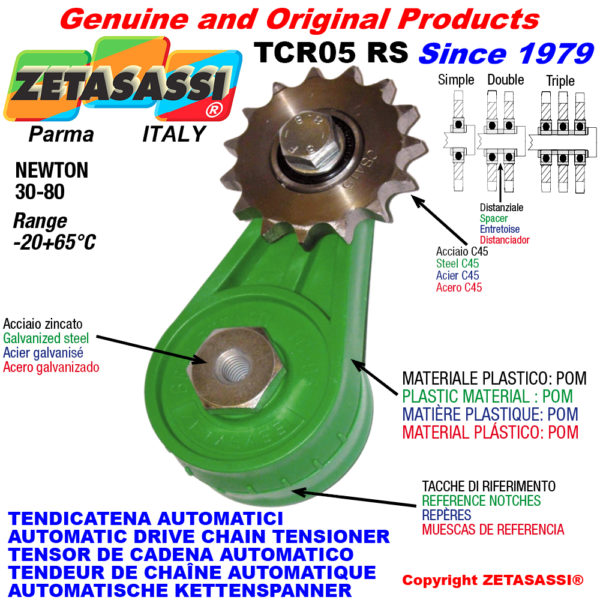 Automatische dreh kettenspanner tcr05 mit kettenräder und kettenradsätze rs-rd-rt newton30:80 ZETASASSI tcr05rs12