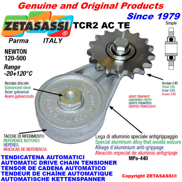 Automatische dreh kettenspanner tcr2acte mit verhärteter kettenräder - kettenradsätze acte newton120:500 ZETASASSI tcr2ac1ste