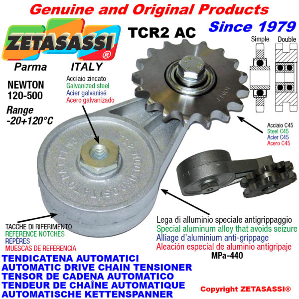 Automatische dreh kettenspanner tcr2ac mit kettenräder - kettenradsätze ac newton120:500 ZETASASSI tcr2ac134s