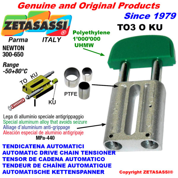 Automatische linear kettenspanner to3ku ovalkopf (ptfe buchsen) newton300:650 ZETASASSI to3oasa120sku