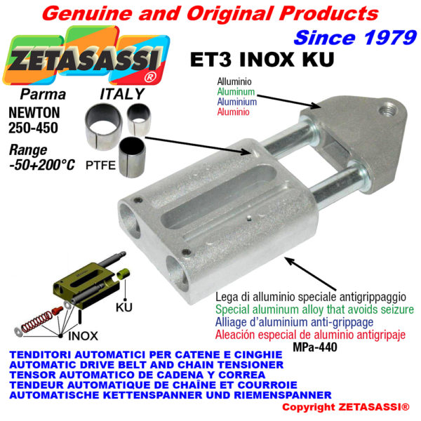 Automatische linear spanner et3 inox ku mit gewindekopf (ptfe buchsen) newton250:450 ZETASASSI et3m16inoxku