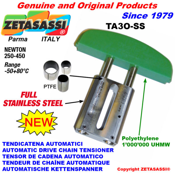 Komplett aus edelstahl automatische linear kettenspanner ta3-ss ovalkopf gewölbt newton250:450 ZETASASSI ta3oasa120s-ss