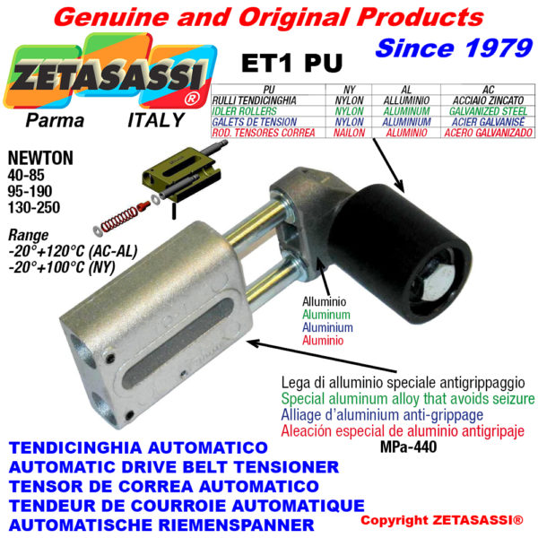 Automatische linear riemenspanner et1 pu mit riemen spannrolle newton90:340-110:450-130:250-95:190-40:85 ZETASASSI et1pu6060al450