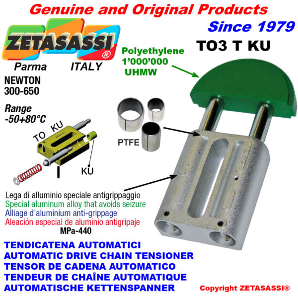 Automatische linear kettenspanner to3ku rundkopf (ptfe buchsen) newton300:650 ZETASASSI to3tasa120dku