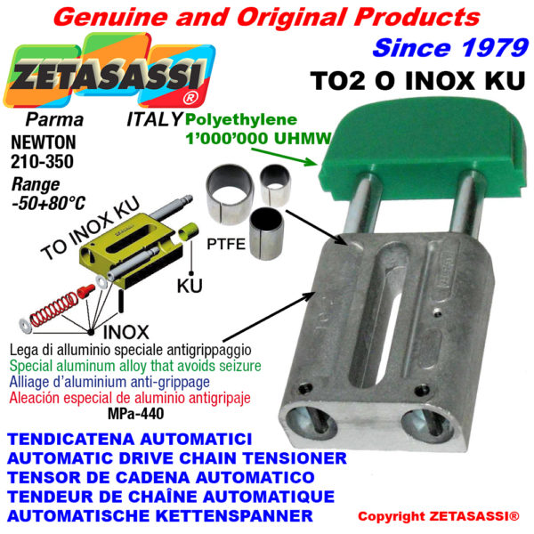 Automatische linear kettenspanner to2inox ku ovalkopf  (ptfe buchsen) newton210:350 ZETASASSI to2oasa60sinoxku