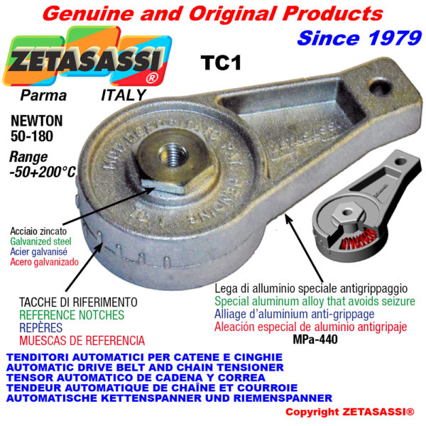 Automatische spannarm tc1 mit bohrung oder gewinde newton50:180 ZETASASSI tc1m16ing