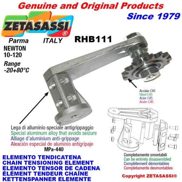 Kettenspanner elemente rhb111 mit kettenräder und kettenradsätze rs newton10:120 ZETASASSI rhb111rs12