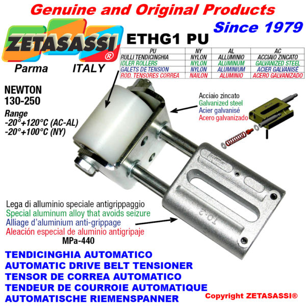 Automatische linear riemenspanner ethg1 pu mit gabel und riemen spannrolle 130:250 ZETASASSI ethg1pu4050al