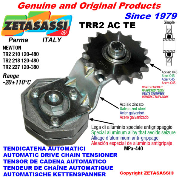 Automatische spannarm für kette trr2acte mit zahnkettenrad acte newton120:480-120:380 ZETASASSI trr2227ac1ste