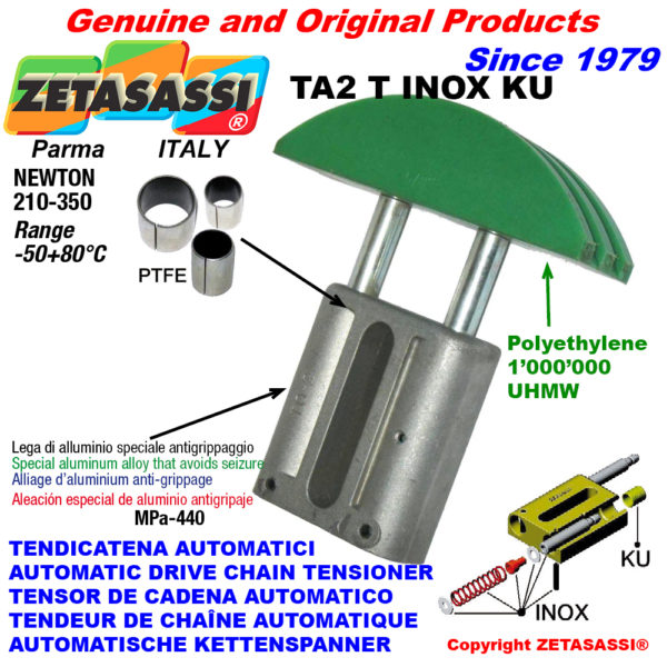 Automatische linear inox kettenspanner ta2 inox ku rundkopf gewölbt (ptfe buchse) newton210:350 ZETASASSI ta2tasa60tinoxku