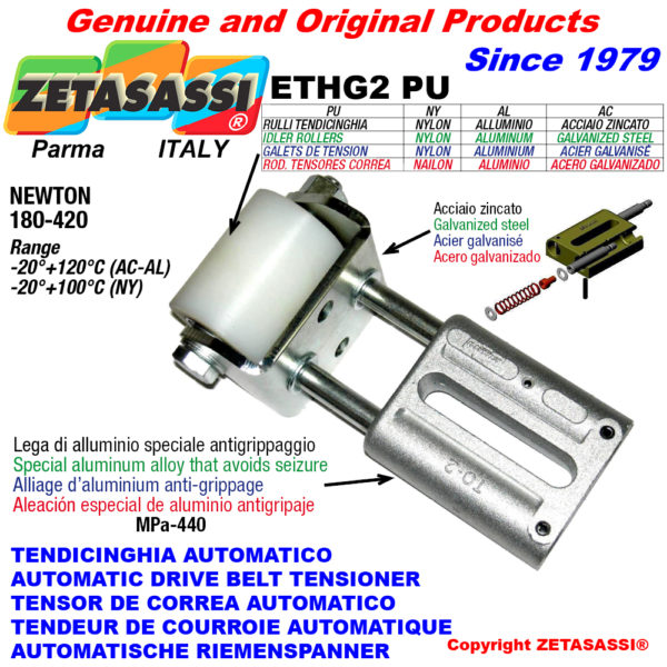 Automatische linear riemenspanner ethg2 pu mit gabel und riemen spannrolle newton180:420 ZETASASSI ethg2pu5065al