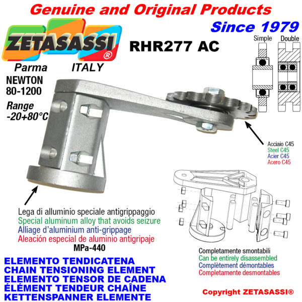 Kettenspanner elemente rhr277ac mit kettenräder und kettenradsätze ac newton80:1200 ZETASASSI rhr277ac134s