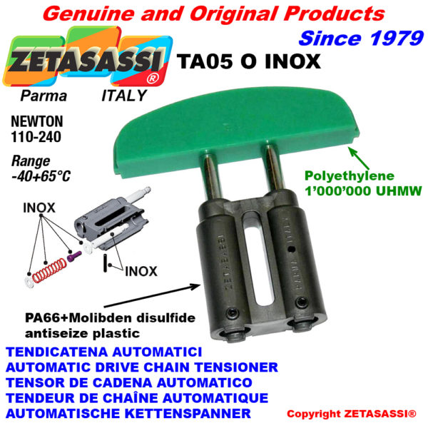 Linear automatische inox kettenspanner ta05 inox ovalkopf gewölbt newton110:240 ZETASASSI ta05oasa40dinox