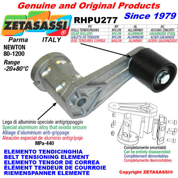 Riemenspanner elemente rhpu277 mit spannrolle newton80:1200 ZETASASSI rhpu2778090al