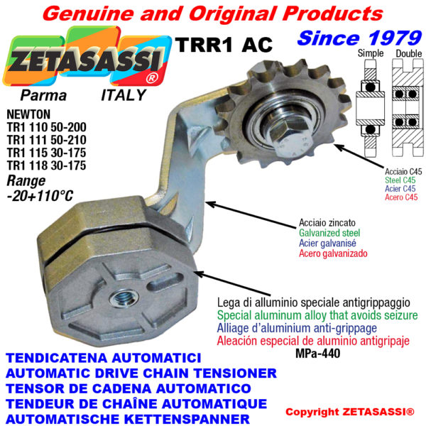 Automatische spannarm für kette trr1ac mit kettenrad ac newton50:200-50:210-30:175 ZETASASSI trr1118ac114s