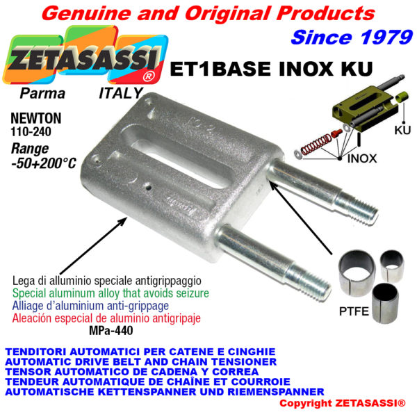 Automatische linear spanner et1 base inox ku ohne kopf (ptfe buchsen) newton110:240 ZETASASSI et1baseinoxku