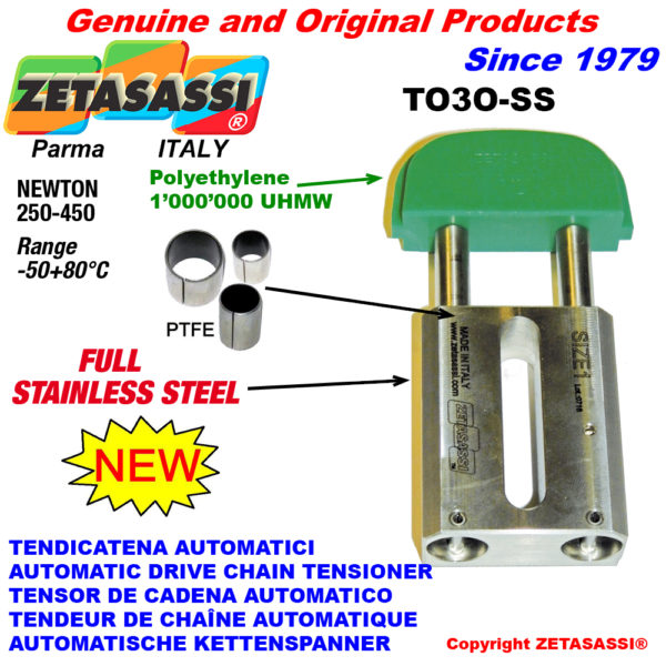 Komplett aus edelstahl automatische linear kettenspanner to3-ss ovalkopf newton250:450 ZETASASSI to3oasa120s-ss
