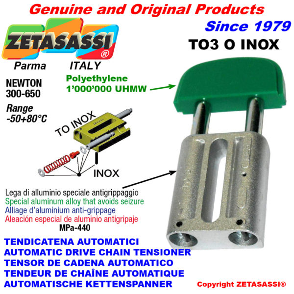 Automatische linear kettenspanner to3inox ovalkopf  newton250:450 ZETASASSI to3oasa120sinox