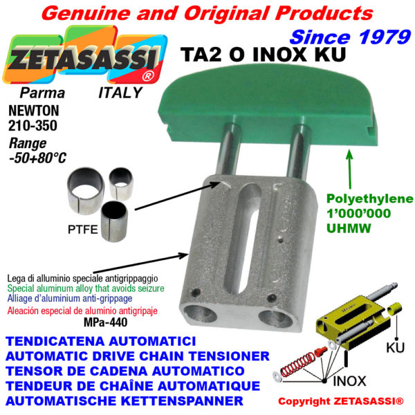 Automatische linear inox kettenspanner ta2 inox ku ovalkopf gewölbt (ptfe buchse) newton210:350 ZETASASSI ta2oasa60sinoxku