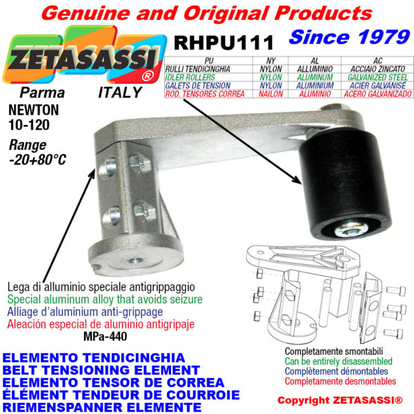 Riemenspanner elemente rhpu111 mit spannrolle newton10:120 ZETASASSI rhpu1115050al