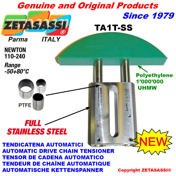 Komplett aus edelstahl automatische linear kettenspanner ta1-ss  rundkopf gewölbt newton110:240 ZETASASSI ta1tasa40t-ss