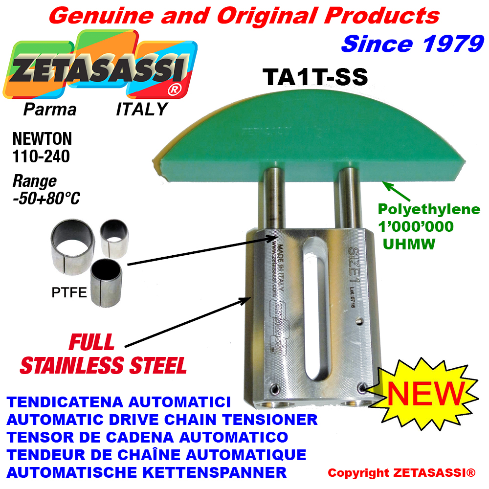 Komplett aus edelstahl automatische linear kettenspanner ta1-ss rundkopf gewölbt newton110:240 ZETASASSI ta1t38s-ss Komplett aus edelstahl automatische linear kettenspanner ta1-ss rundkopf gewölbt newton110:240 ZETASASSI ta1tasa40t-ss