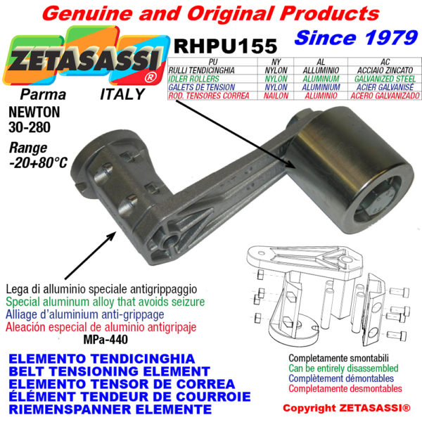 Riemenspanner elemente rhpu155 mit spannrolle newton30:280 ZETASASSI rhpu1556060al