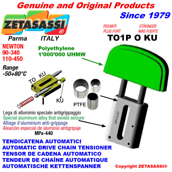 Automatische linear kettenspanner to1-p stärker ku ovalkopf (ptfe buchsen) newton 90:340-110:450 ZETASASSI to1po112sku