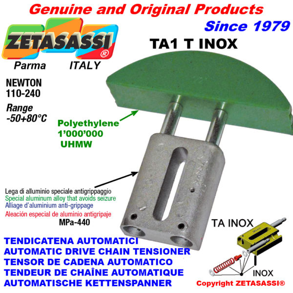 Automatische linear inox kettenspanner ta1 inox rundkopf gewölbt newton110:240 ZETASASSI ta1tasa40tinox