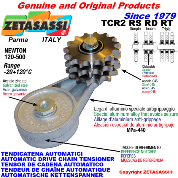 Automatische dreh kettenspanner tcr2 mit kettenräder und kettenradsätze rs rd rt newton120:500 ZETASASSI tcr2rd134