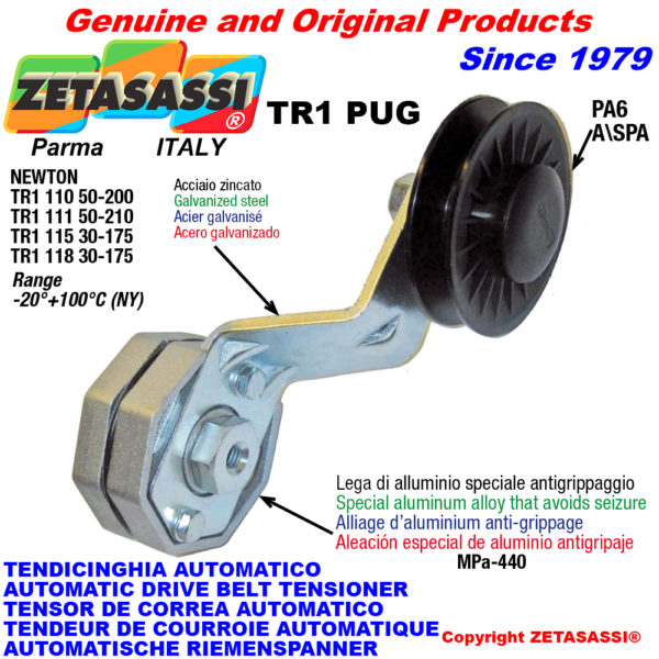 Automatische spannarm für riemen tr1pug mit keilriemenscheibe newton50:200-50:210-30:175 ZETASASSI tr1118pug4
