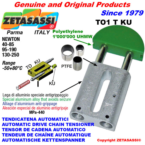 Automatische linear kettenspanner to1 ku rundkopf (ptfe buchsen) newton40:85-95:190-130:250 ZETASASSI to1tasa40t190ku