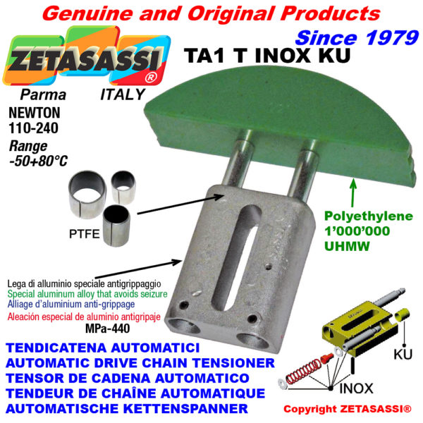 Automatische linear inox kettenspanner ta1 inox ku rundkopf gewölbt (ptfe buchse) newton110:240 ZETASASSI ta1tasa40tinoxku