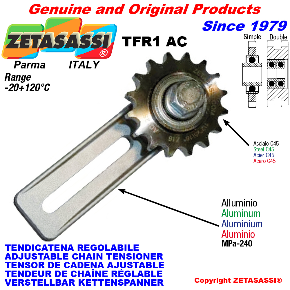 Verstellbar kettenspanner tfr1 ac mit kettenräder und kettenradsätze ac ZETASASSI tfr1ac38s Verstellbar kettenspanner tfr1 ac mit kettenräder und kettenradsätze ac ZETASASSI tfr1ac1s
