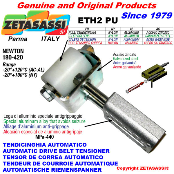 Automatische linear riemenspanner eth2 pu mit gabel und riemen spannrolle newton180:420 ZETASASSI eth2pu5065al