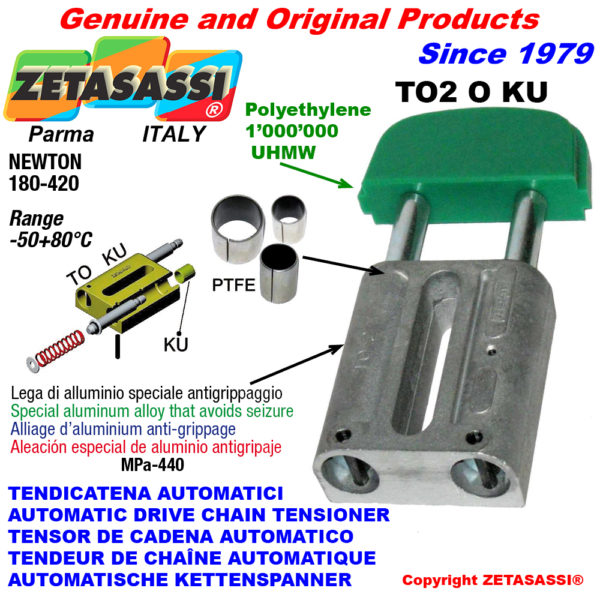 Automatische linear kettenspanner to2ku ovalkopf  (ptfe buchsen) newton180:420 ZETASASSI to2oasa60sku