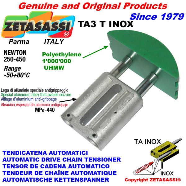 Automatische linear inox kettenspanner ta3 inox rundkopf gewölbt newton250:450 ZETASASSI ta3tasa120dinox