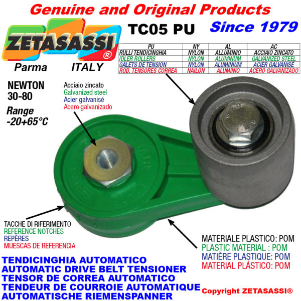 Automatische dreh riemenspanner tc05pu für riemen mit spannrolle newton30:80 ZETASASSI tc05pu5050al
