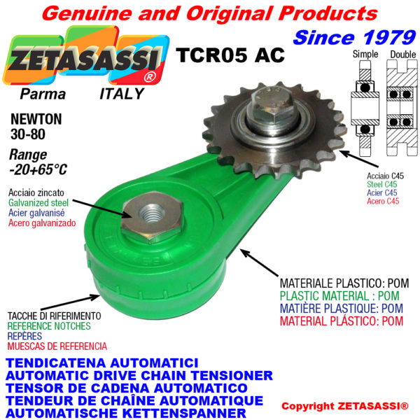 Automatische dreh kettenspanner tcr05ac mit kettenräder - kettenradsätze ac newton30:80 ZETASASSI tcr05ac12s