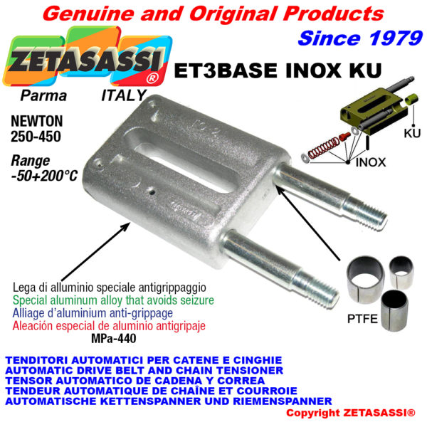 Automatische linear spanner et3 base inox ku ohne kopf (ptfe buchsen) newton250:450 ZETASASSI et3baseinoxku