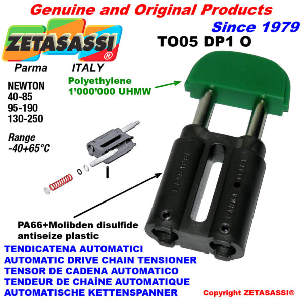 Kettenspanner to05dp1 ovalkopf  (körper pa66+bis. Mol. Polyethylen kopf) newton40:85-95:190-130:250 ZETASASSI to05dp1oasa40d